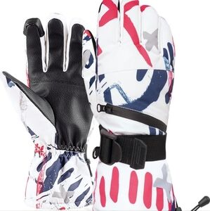 Atercel Ski Gloves. Unisex. Waterproof. Very Warm. Blk/White/Green. Sz Lg.  NWT